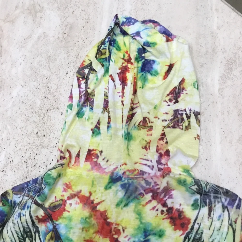 Vintage Zip-Up Multi-Color Rhinestone Hoodie Sweatshirt - Picture 7 of 7